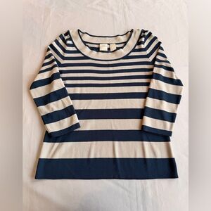 Emma James Navy and White Striped Top Size Medium
